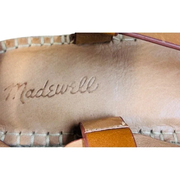 Madewell The‎ Malia espadrille Sandal in Burnished Caramel Leather Size 8 - Picture 3 of 7